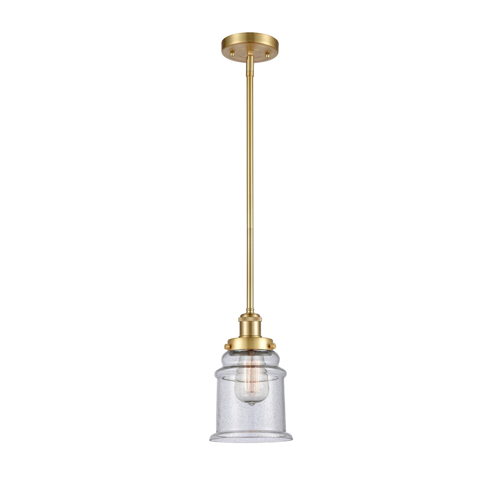 Innovations Canton 6in 1-Light Mini Pendant | Modern Satin Gold Steel and Seedy Glass | Kitchen Island & Dining Room | Model 916-1S-SG-G184