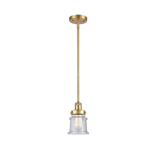 Innovations Canton 5.25in 1-Light Mini Pendant | Modern Transitional Satin Gold Steel and Seedy Glass | Kitchen Island & Dining | Model 916-1S-SG-G184S