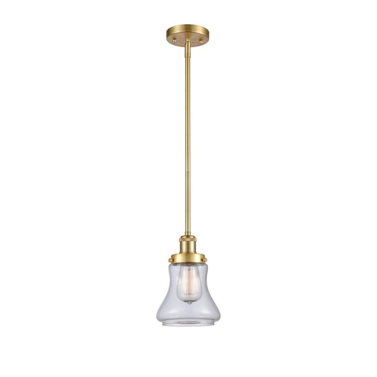 Innovations Bellmont 6.12in 1-Light Mini Pendant | Modern Transitional Satin Gold Steel and Clear Glass | Kitchen Island & Dining | Model 916-1S-SG-G192
