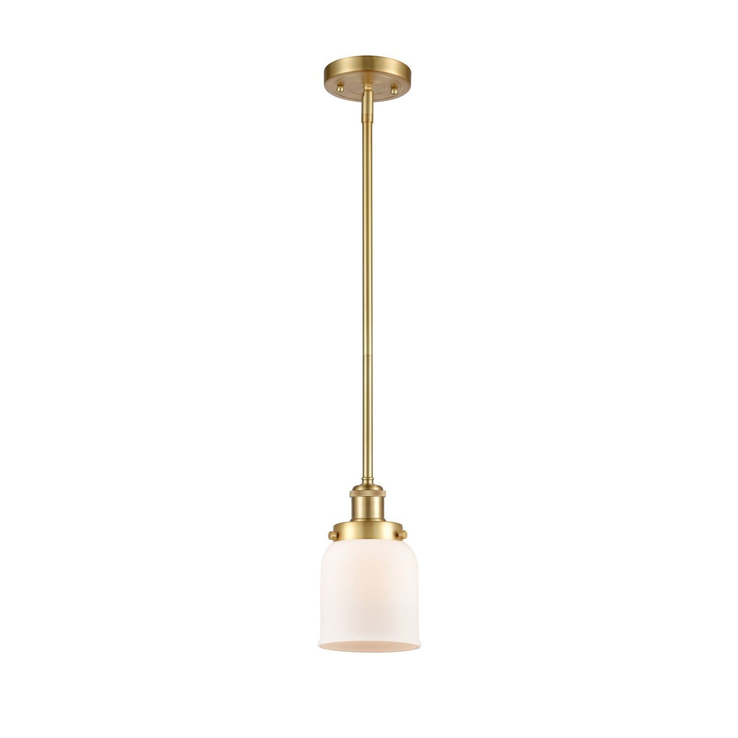 Innovations Bell 5in 1-Light Mini Pendant | Industrial Satin Gold Steel and Matte White Glass | Kitchen Island & Dining Room | Model 916-1S-SG-G51