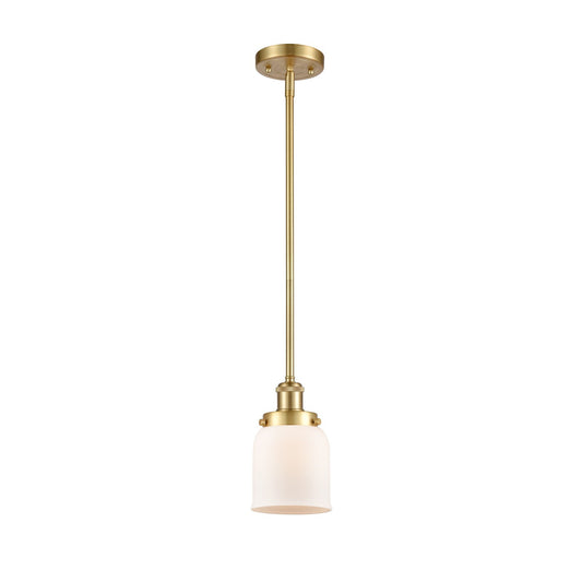 Innovations Bell 5in 1-Light Mini Pendant | Industrial Satin Gold Steel and Matte White Glass | Kitchen Island & Dining Room | Model 916-1S-SG-G51
