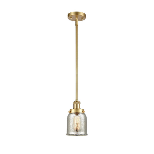 Innovations Bell 5in 1-Light Mini Pendant | Industrial Satin Gold Steel and Silver Plated Mercury Glass | Kitchen Island & Dining | Model 916-1S-SG-G58