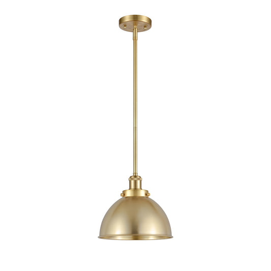 Innovations Derby 10in 1-Light Pendant | Industrial Farmhouse Satin Gold Steel and Satin Gold Metal Shade | Kitchen Island & | Model 916-1S-SG-MFD-10-SG