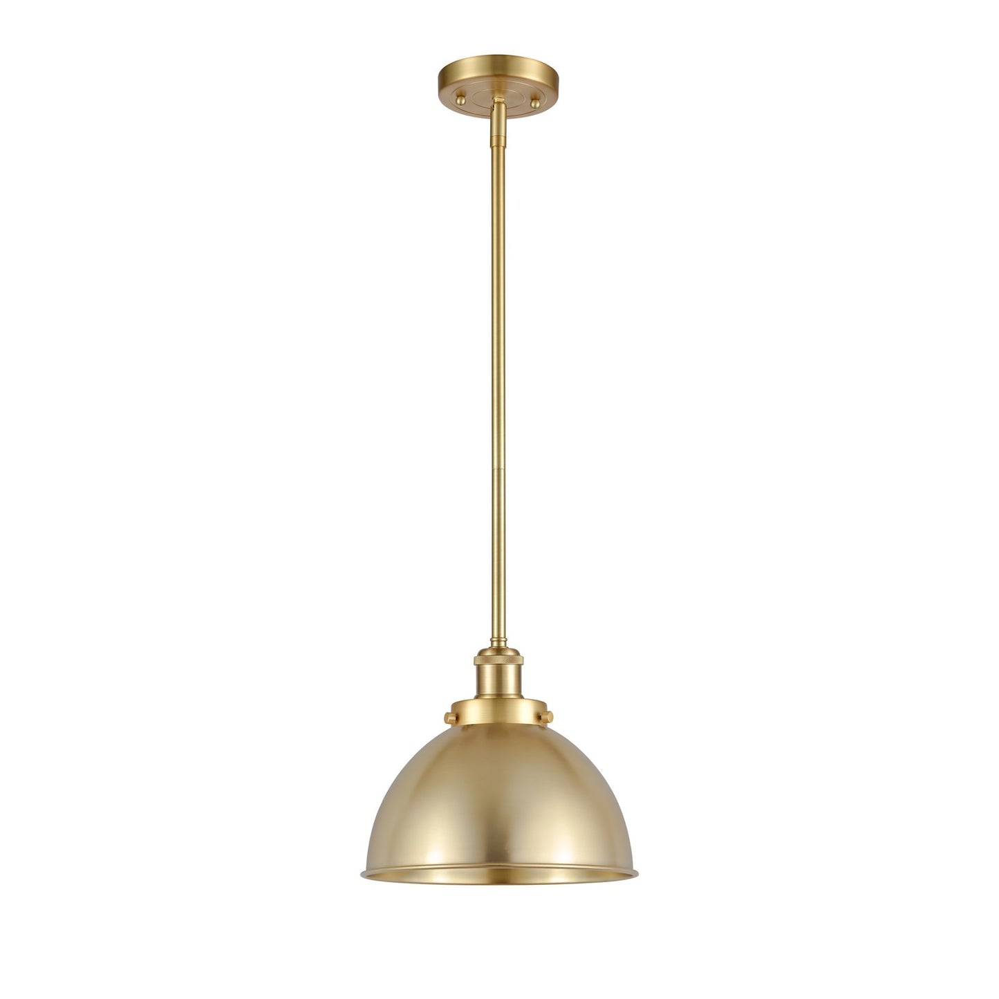 Innovations Derby 10in 1-Light LED Pendant | Industrial Farmhouse Satin Gold Steel and Satin Gold Metal Shade | Kitchen | Model 916-1S-SG-MFD-10-SG-LED