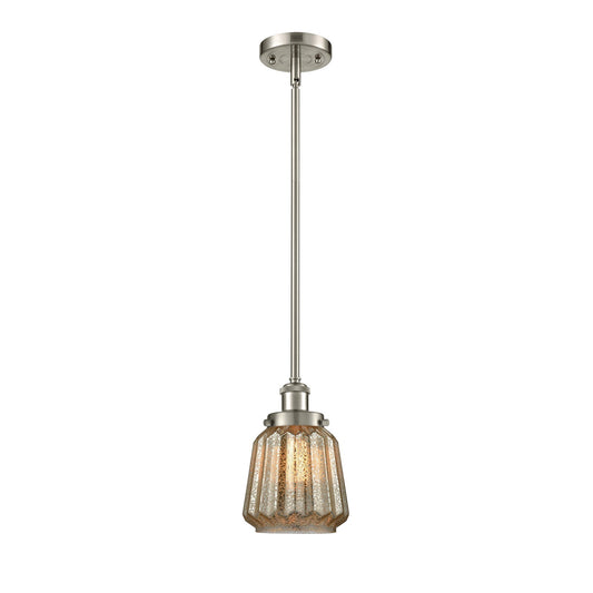 Innovations Chatham 7in 1-Light Mini Pendant | Modern Contemporary Brushed Satin Nickel and Mercury Ribbed Glass | Kitchen Island & | Model 916-1S-SN-G146