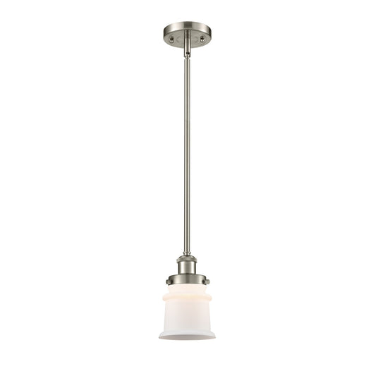 Innovations Canton 5.25in 1-Light Mini Pendant | Modern Brushed Satin Nickel and Matte White Frosted Glass | Kitchen Island & | Model 916-1S-SN-G181S