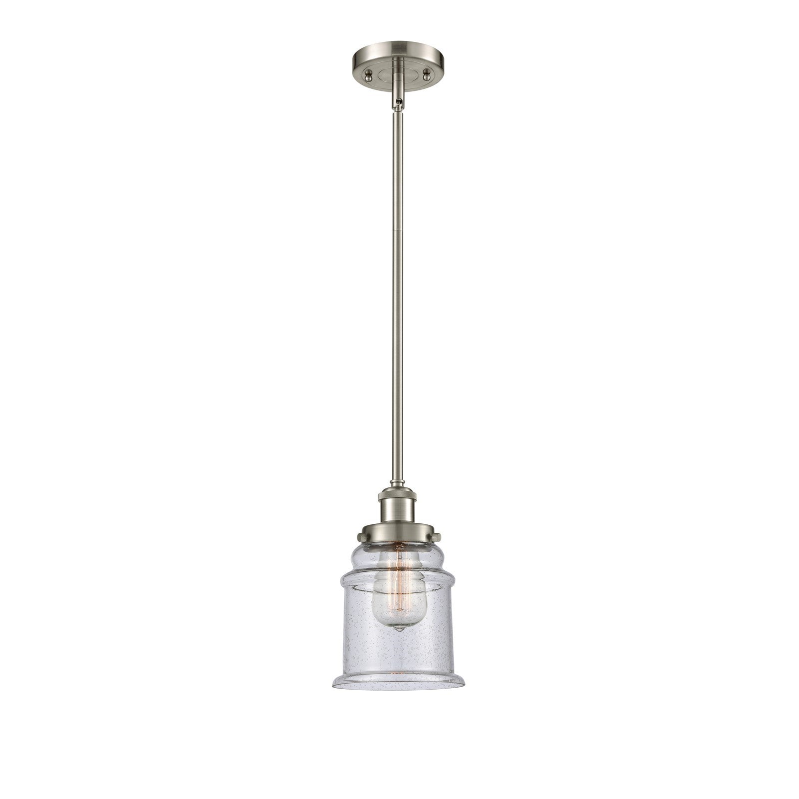 Innovations Canton 6in 1-Light Mini Pendant | Brushed Satin Nickel Steel and Seedy Glass | Kitchen Island & Dining Room | Model 916-1S-SN-G184