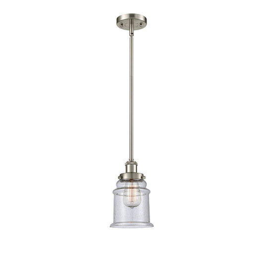 Innovations Canton 6in 1-Light Mini Pendant | Brushed Satin Nickel Steel and Seedy Glass | Kitchen Island & Dining Room | Model 916-1S-SN-G184