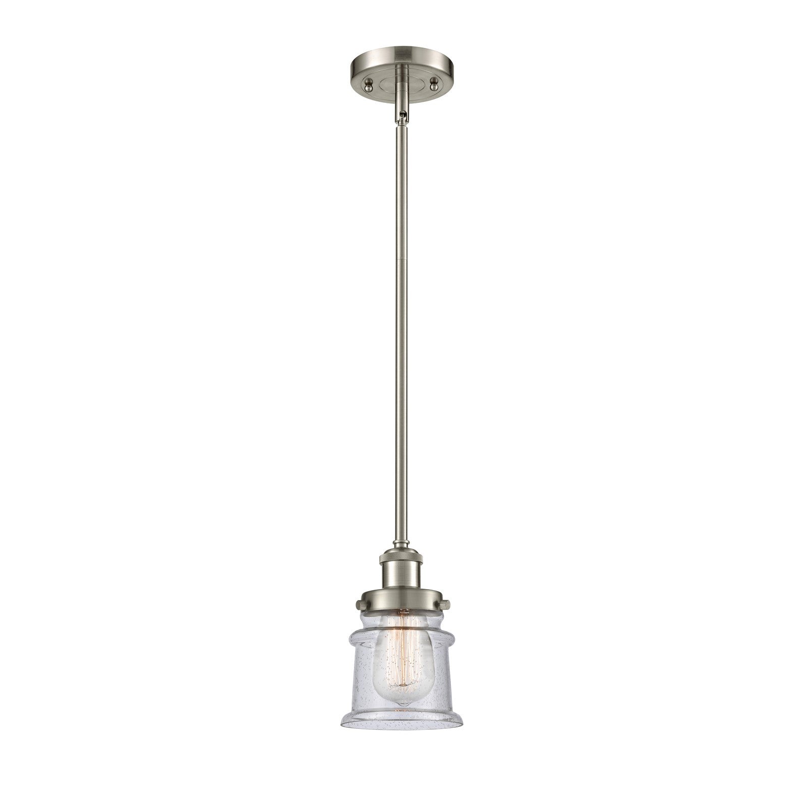 Innovations Canton 5.25in 1-Light Mini Pendant | Brushed Satin Nickel Steel and Seedy Glass | Kitchen Island & Dining Room | Model 916-1S-SN-G184S