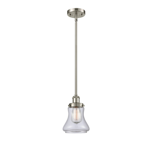 Innovations Bellmont 6.125in 1-Light Mini Pendant | Brushed Satin Nickel Steel and Clear Glass | Kitchen Island & Dining Room | Model 916-1S-SN-G192