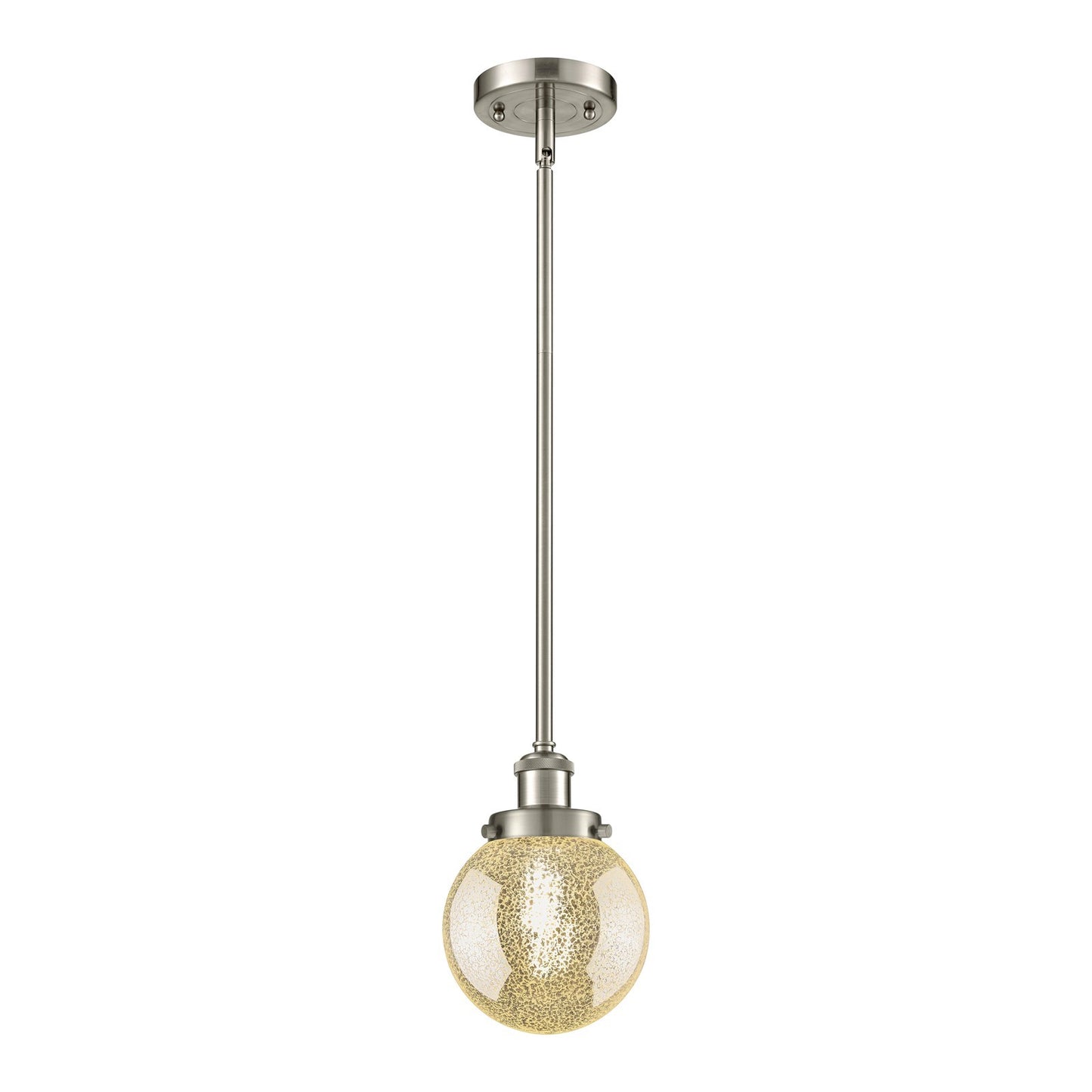 Innovations Beacon 6in 1-Light Mini Pendant | Brushed Satin Nickel Steel and Mercury Glass | Kitchen Island & Dining Room | Model 916-1S-SN-G208-6