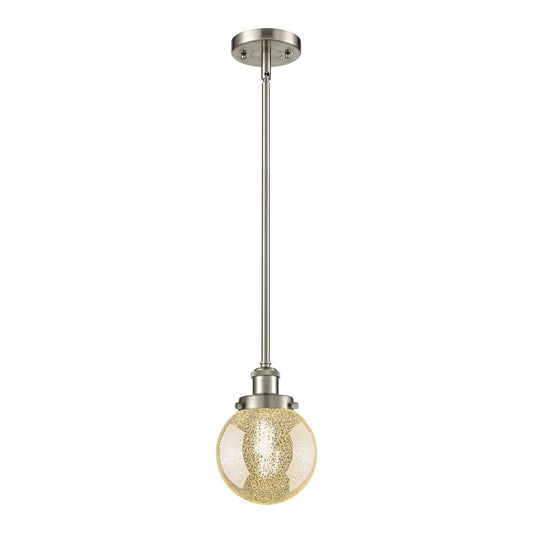 Innovations Beacon 6in 1-Light Mini Pendant | Brushed Satin Nickel Steel and Mercury Glass | Kitchen Island & Dining Room | Model 916-1S-SN-G208-6