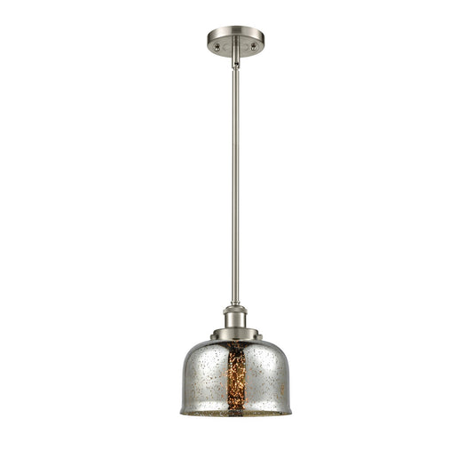 Innovations Bell 8in 1-Light LED Mini Pendant | Industrial Brushed Satin Nickel and Silver Plated Mercury Glass | Kitchen Island | Model 916-1S-SN-G78-LED