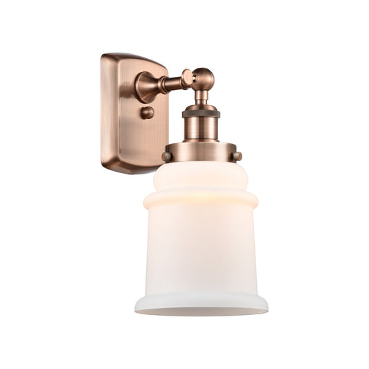 Innovations Canton 6in 1-Light Wall Sconce | Modern Transitional Antique Copper Steel and Matte White Frosted Glass | Bathroom & | Model 916-1W-AC-G181