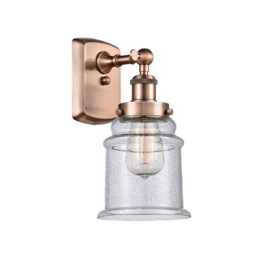 Innovations Canton 6in 1-Light Wall Sconce | Modern Transitional Antique Copper Steel and Seedy Glass | Bedroom & Hallway Accent | Model 916-1W-AC-G184