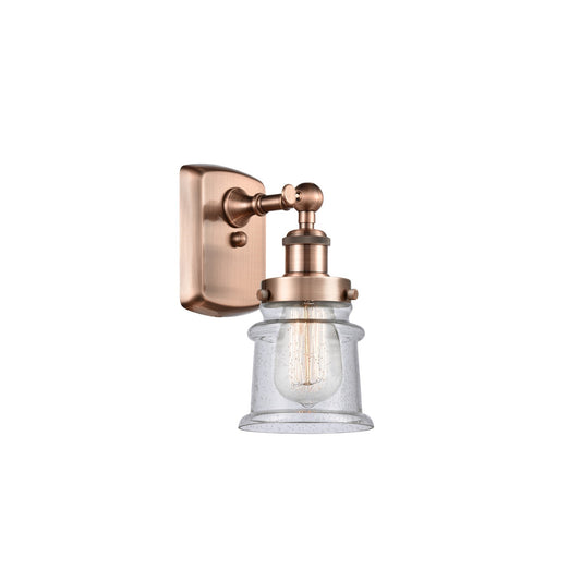 Innovations Canton 5.25in 1-Light Wall Sconce | Modern Contempo Antique Copper Steel and Seedy Glass | Hallway & Bathroom Accent | Model 916-1W-AC-G184S