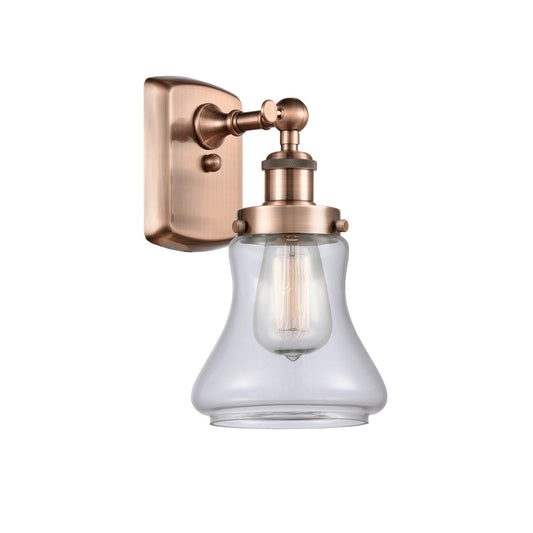 Innovations Bellmont 6.12in 1-Light Wall Sconce | Modern Contempo Antique Copper Steel and Clear Glass | Hallway & Bathroom Accent | Model 916-1W-AC-G192
