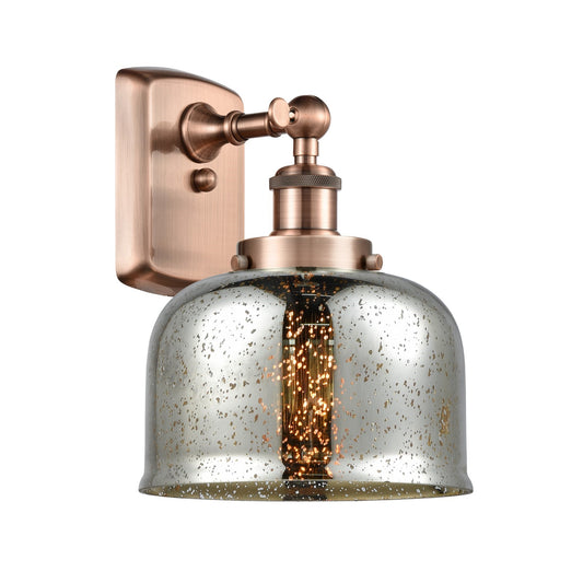 Innovations Bell 8in 1-Light Wall Sconce | Industrial Antique Copper and Silver Plated Mercury Glass | Hallway & Bathroom Accent | Model 916-1W-AC-G78