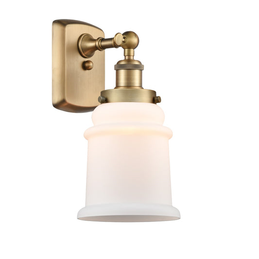Innovations Canton 6in 1-Light Wall Sconce | Modern Contempo Brushed Brass and Matte White Frosted Glass | Hallway & Bathroom | Model 916-1W-BB-G181