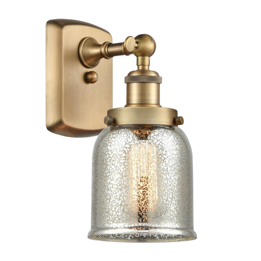 Innovations Bell 5in 1-Light Wall Sconce | Industrial Brushed Brass and Silver Plated Mercury Glass | Bedroom & Hallway Accent | Model 916-1W-BB-G58-LED