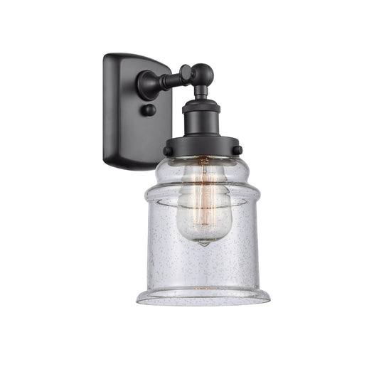 Innovations Canton 6in 1-Light Wall Sconce | Modern Contempo Matte Black Steel and Seedy Glass | Hallway & Bathroom Accent | Model 916-1W-BK-G184