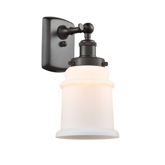 Innovations Canton 6in 1-Light Wall Sconce | Modern Contempo Oil Rubbed Bronze Steel and Matte White Frosted Glass | Bathroom & | Model 916-1W-OB-G181