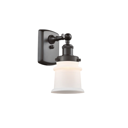 Innovations Canton 5.25in 1-Light Wall Sconce | Modern Contempo Oil Rubbed Bronze Steel and Matte White Frosted Glass | Bathroom & | Model 916-1W-OB-G181S