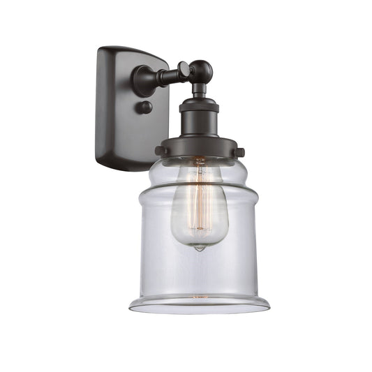 Innovations Canton 6in 1-Light Wall Sconce | Modern Contempo Oil Rubbed Bronze Steel and Clear Glass | Bathroom & Hallway Accent | Model 916-1W-OB-G182