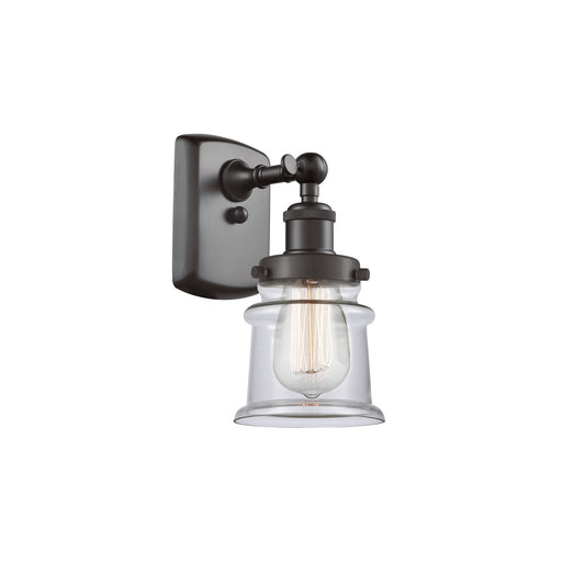 Innovations Canton 5.25in 1-Light Wall Sconce | Modern Transitional Oil Rubbed Bronze Steel and Clear Glass | Hallway & Bathroom | Model 916-1W-OB-G182S