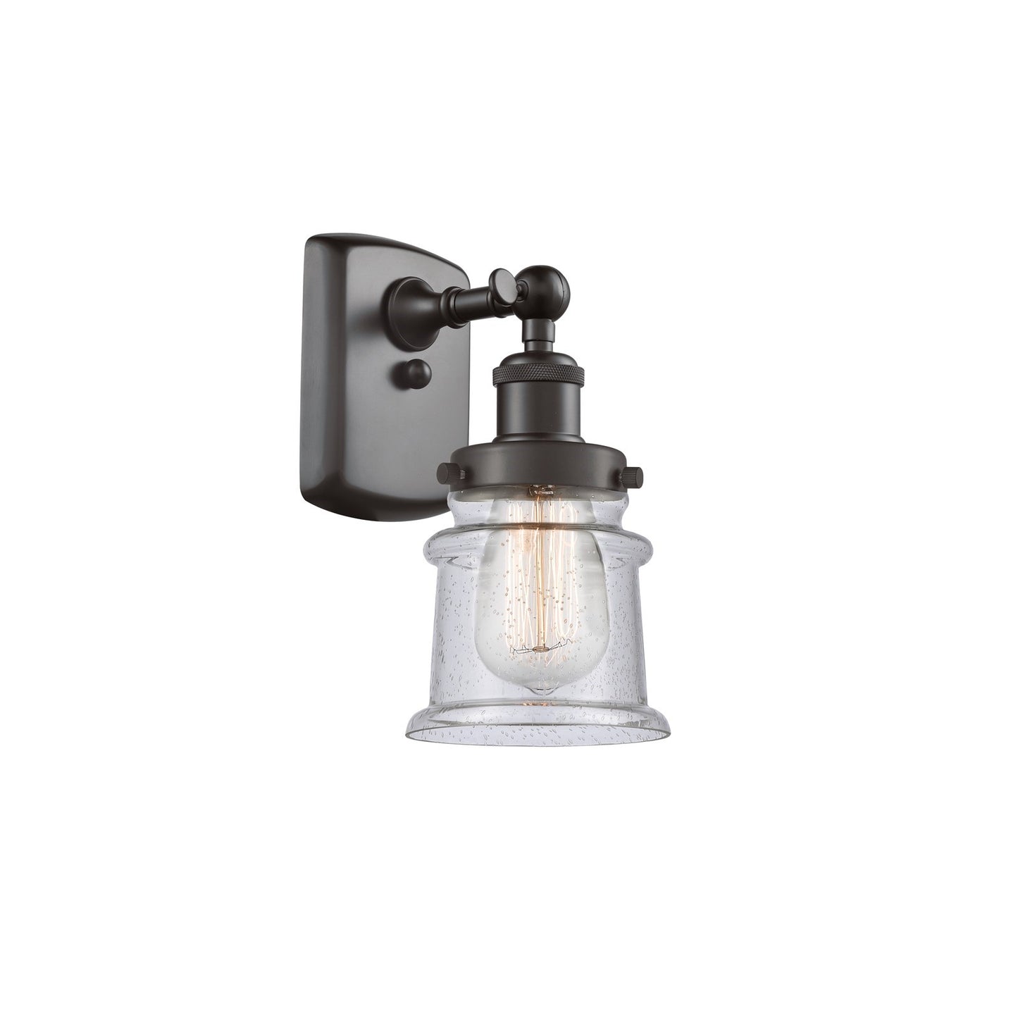 Innovations Canton 5.25in 1-Light Wall Sconce | Modern Transitional Oil Rubbed Bronze Steel and Seedy Glass | Hallway & Bathroom | Model 916-1W-OB-G184S