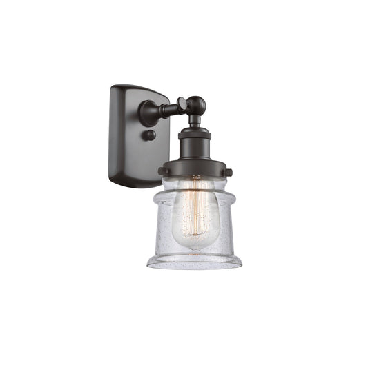 Innovations Canton 5.25in 1-Light Wall Sconce | Modern Transitional Oil Rubbed Bronze Steel and Seedy Glass | Hallway & Bathroom | Model 916-1W-OB-G184S