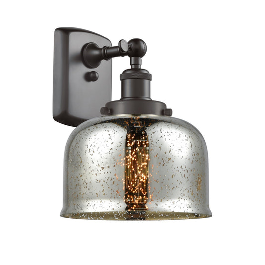 Innovations Bell 8in 1-Light Wall Sconce | Industrial Oil Rubbed Bronze Steel and Silver Plated Mercury Glass | Bathroom & Hallway | Model 916-1W-OB-G78