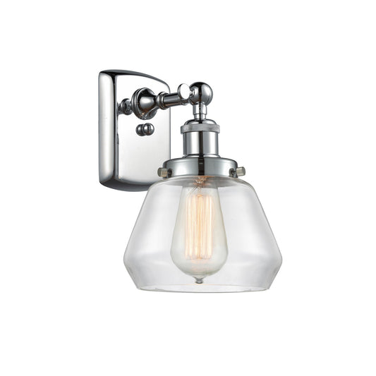 Innovations Fulton 7in 1-Light Wall Sconce | Modern Contemporary Polished Chrome and Clear Glass | Bathroom & Hallway Accent | Model 916-1W-PC-G172
