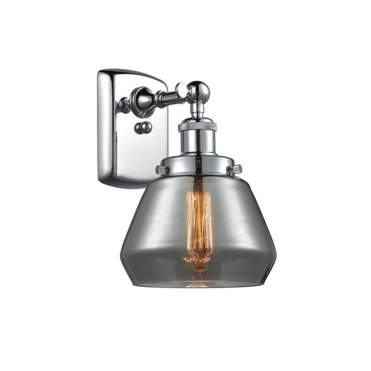 Innovations Fulton 7in 1-Light Wall Sconce | Modern Contemporary Polished Chrome and Light Smoked Glass | Bathroom & Hallway Accent | Model 916-1W-PC-G173
