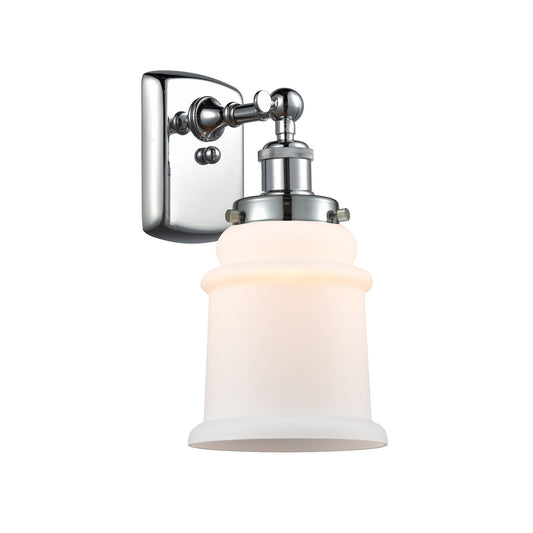 Innovations Canton 6in 1-Light Wall Sconce | Modern Contemporary Polished Chrome and Matte White Frosted Glass | Bathroom & Hallway | Model 916-1W-PC-G181