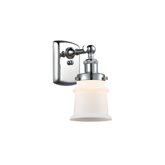 Innovations Canton 1-Light Wall Sconce | Modern Transitional Polished Chrome and Matte White Frosted Glass | Bathroom & Hallway | Model 916-1W-PC-G181S