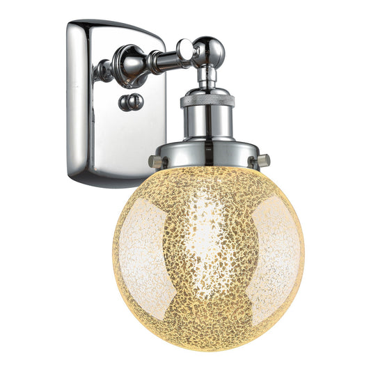 Innovations Beacon 6in 1-Light Wall Sconce | Modern Transitional Polished Chrome and Mercury Glass | Hallway & Bathroom Accent | Model 916-1W-PC-G208-6