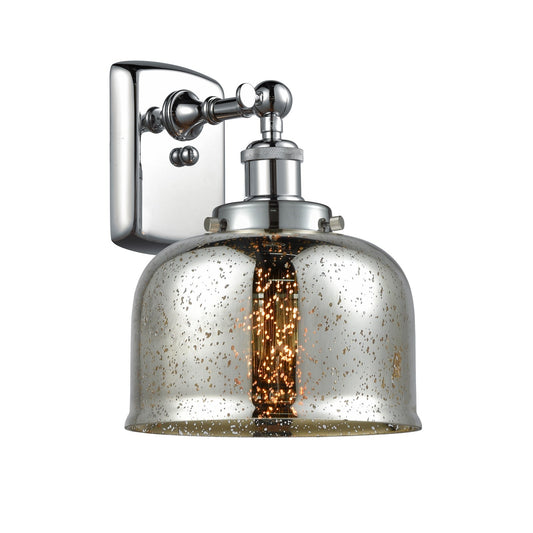 Innovations Bell 8in 1-Light Wall Sconce | Industrial Polished Chrome and Silver Plated Mercury Glass | Bathroom & Hallway | Model 916-1W-PC-G78-LED