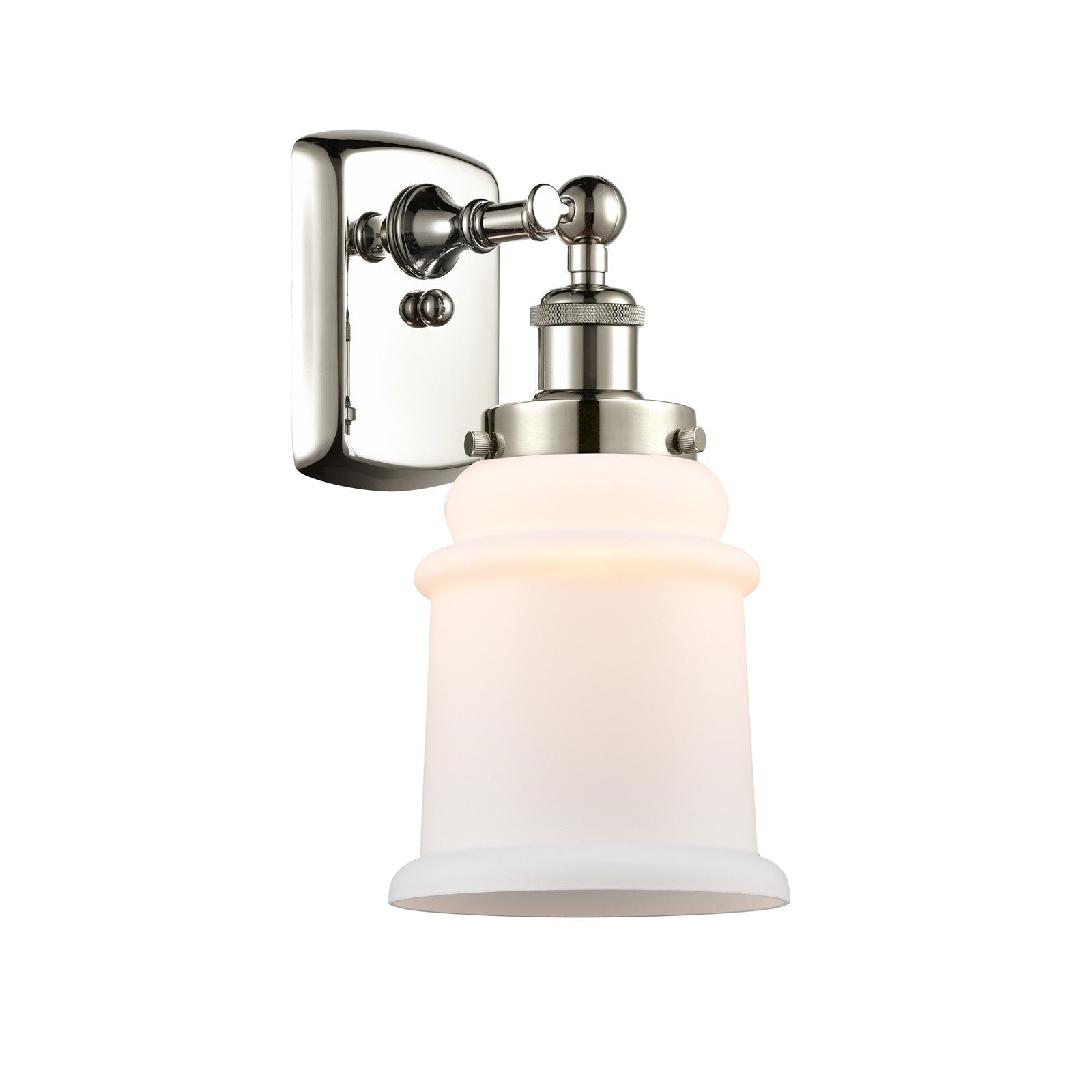 Innovations Canton 6in 1-Light Wall Sconce | Modern Transitional Polished Nickel and Matte White Glass | Bathroom & Hallway Accent | Model 916-1W-PN-G181
