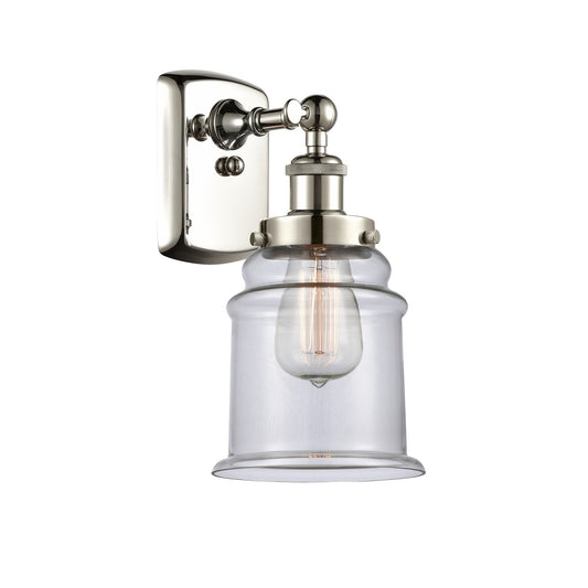Innovations Canton 6in 1-Light Wall Sconce | Modern Transitional Polished Nickel and Clear Schoolhouse Glass | Bedroom & Hallway | Model 916-1W-PN-G182
