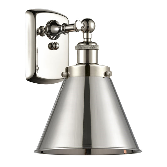 Innovations Appalachian 7in 1-Light Wall Sconce | Industrial Farmhouse Polished Nickel Metal Shade | Hallway & Bathroom Accent | Model 916-1W-PN-M13-PN