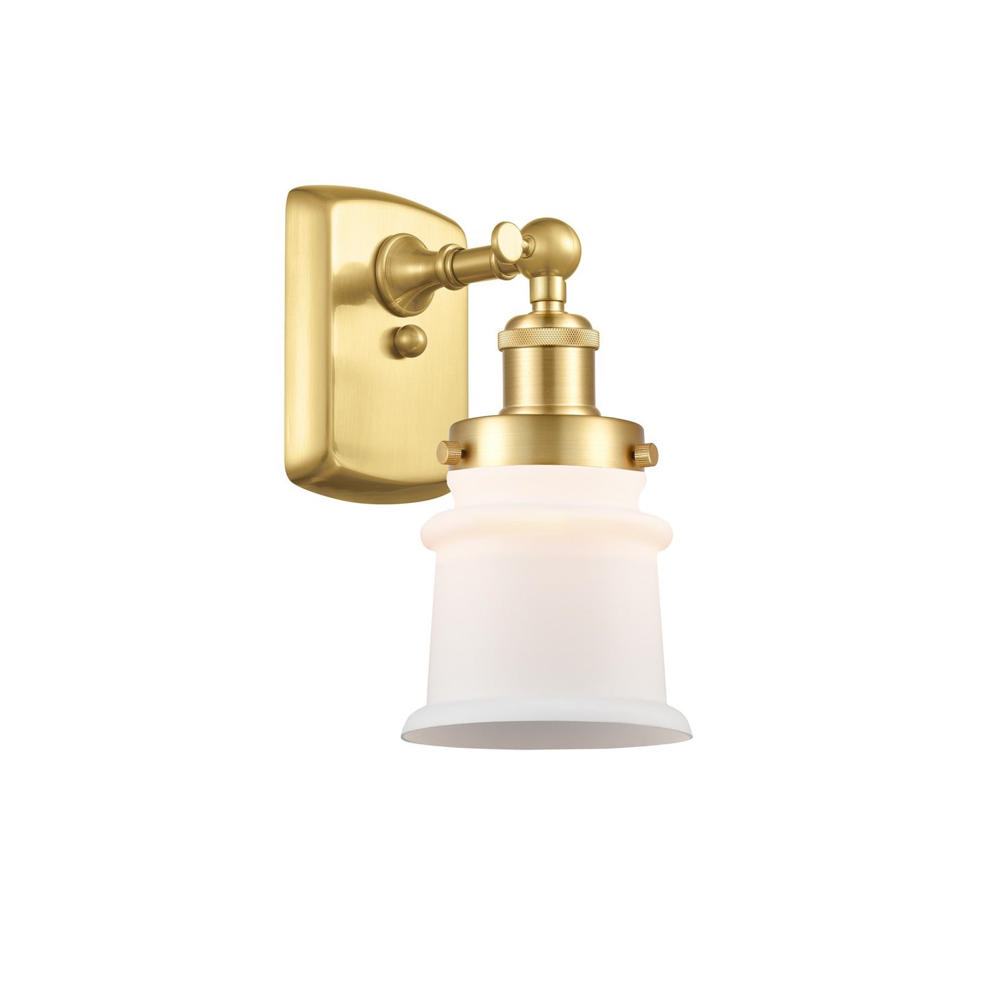 Innovations Canton 5.25in 1-Light Wall Sconce | Modern Transitional Satin Gold Steel and Matte White Frosted Glass | Bathroom & | Model 916-1W-SG-G181S
