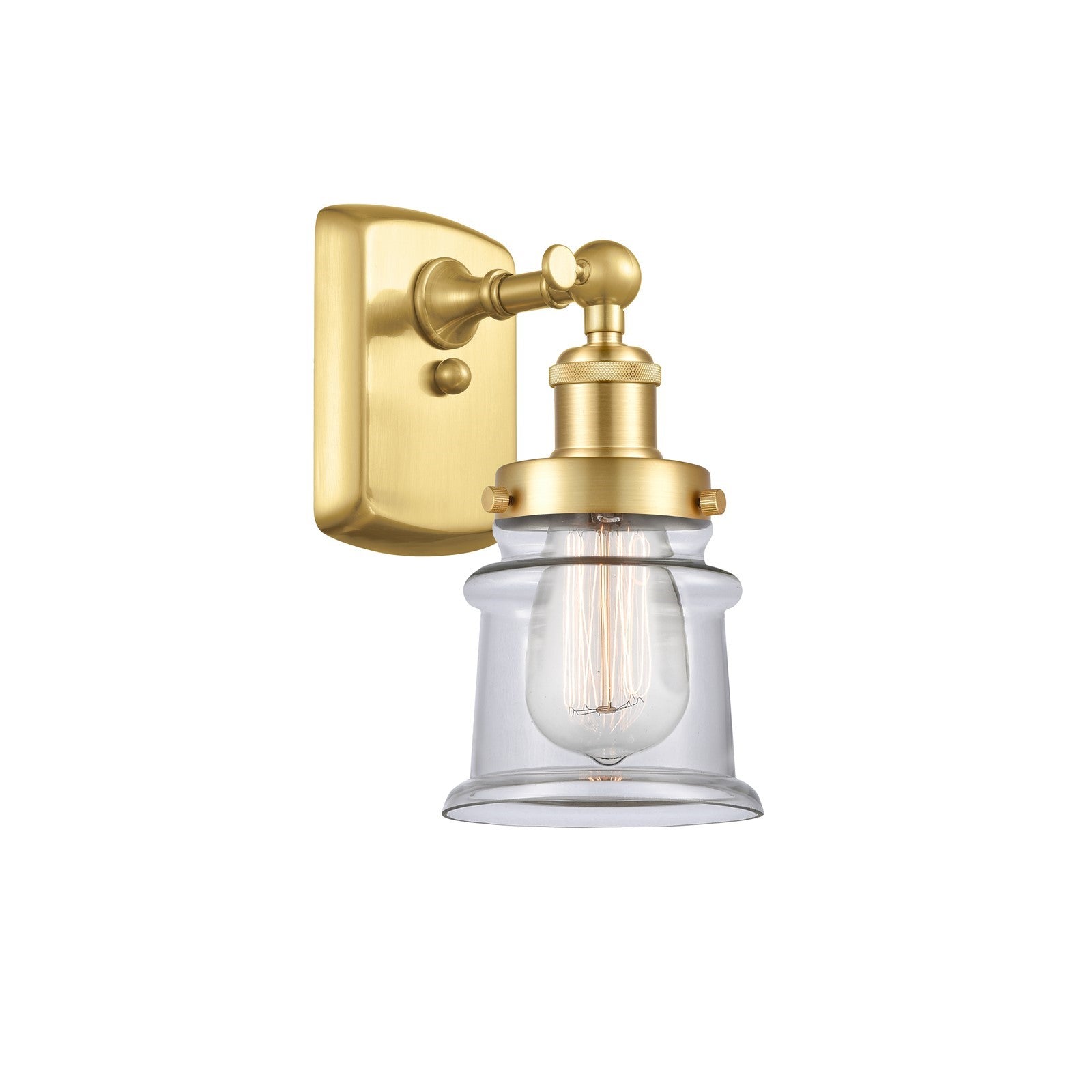 Innovations Canton 5.25in 1-Light Wall Sconce | Modern Transitional Satin Gold Steel and Clear Glass | Hallway & Bathroom Accent | Model 916-1W-SG-G182S