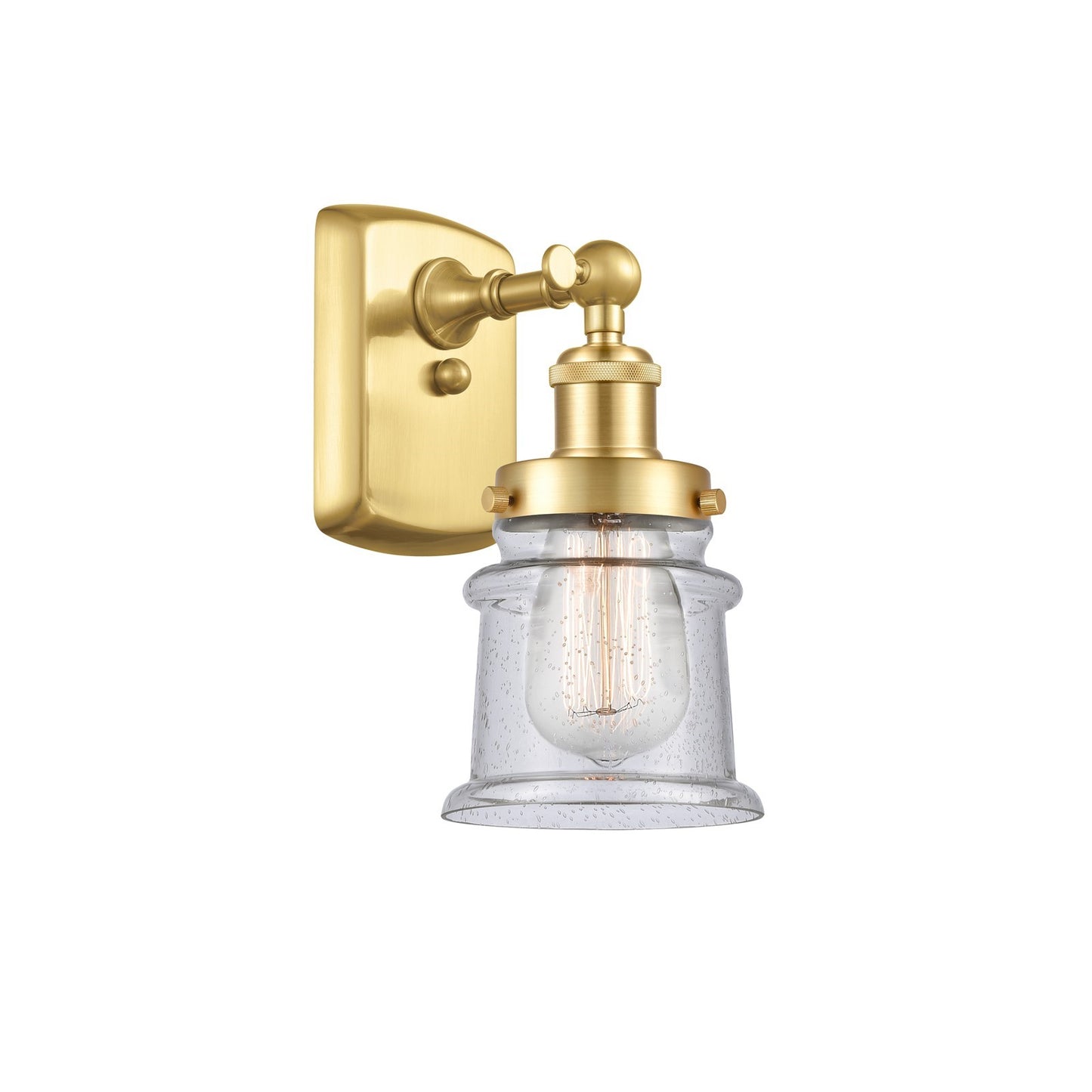 Innovations Canton 5.25in 1-Light Wall Sconce | Modern Transitional Satin Gold Steel and Seedy Glass | Hallway & Bathroom Accent | Model 916-1W-SG-G184S