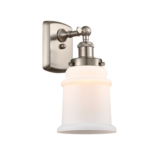 Innovations Canton 6in 1-Light Wall Sconce | Modern Contempo Brushed Satin Nickel and Matte White Frosted Glass | Hallway & | Model 916-1W-SN-G181
