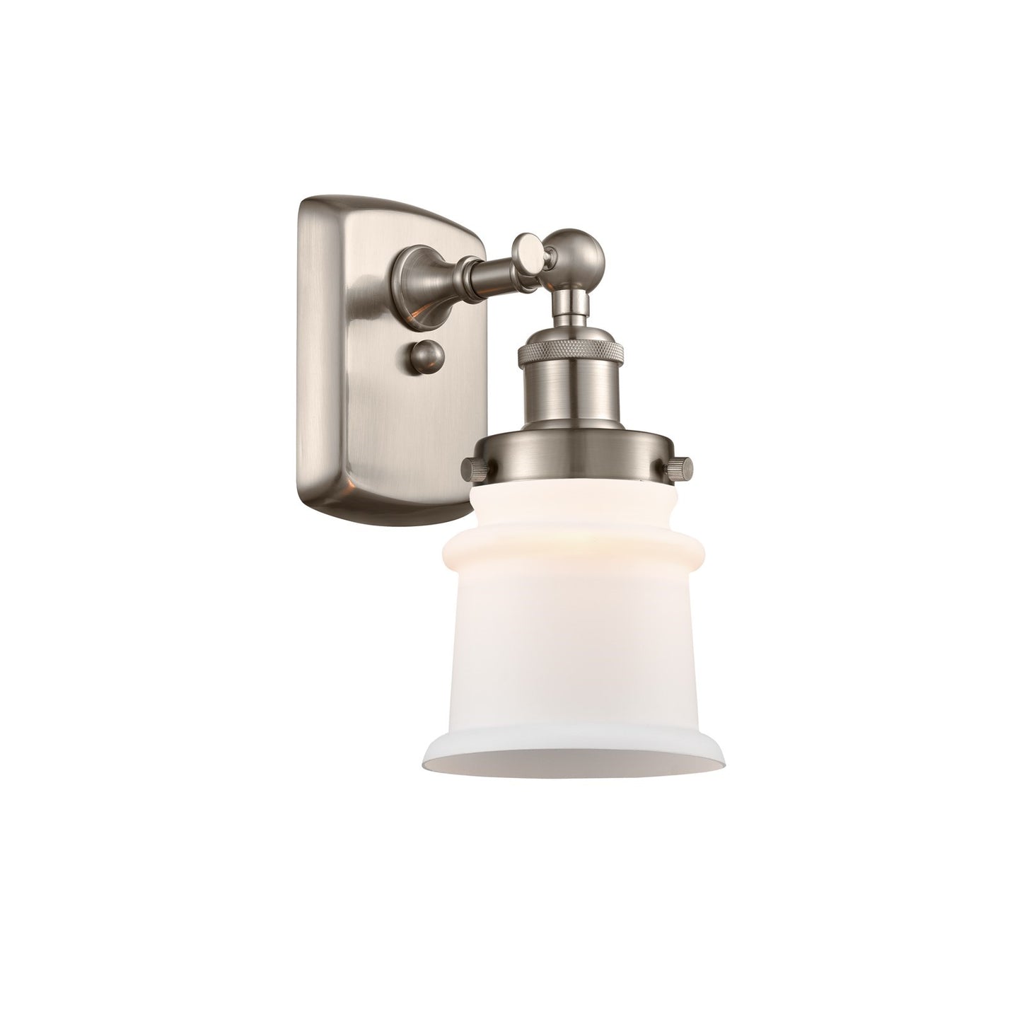 Innovations Canton 5.25in 1-Light Wall Sconce | Modern Contempo Brushed Satin Nickel and Matte White Frosted Glass | Hallway & | Model 916-1W-SN-G181S