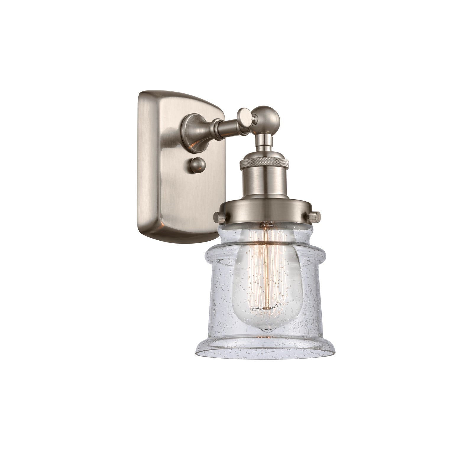 Innovations Canton 5.25in 1-Light Wall Sconce | Modern Transitional Brushed Satin Nickel and Seedy Glass | Hallway & Bathroom | Model 916-1W-SN-G184S