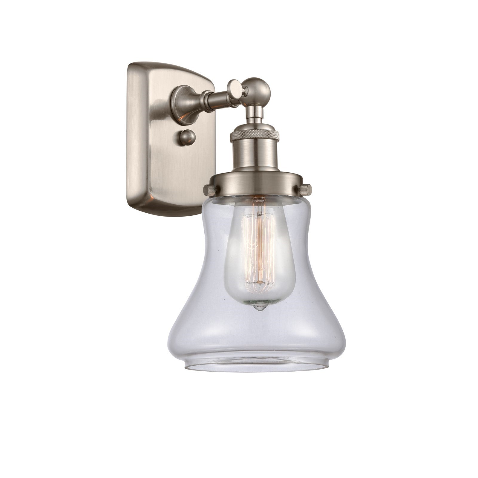 Innovations Bellmont 6.12in 1-Light Wall Sconce | Modern Transitional Brushed Satin Nickel and Clear Glass | Hallway & Bathroom | Model 916-1W-SN-G192
