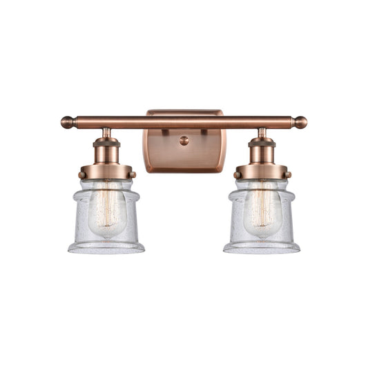 Innovations Canton 16in 2-Light Bath Vanity Light | Modern Contempo Antique Copper Steel and Seedy Glass | Bathroom Vanity | Model 916-2W-AC-G184S