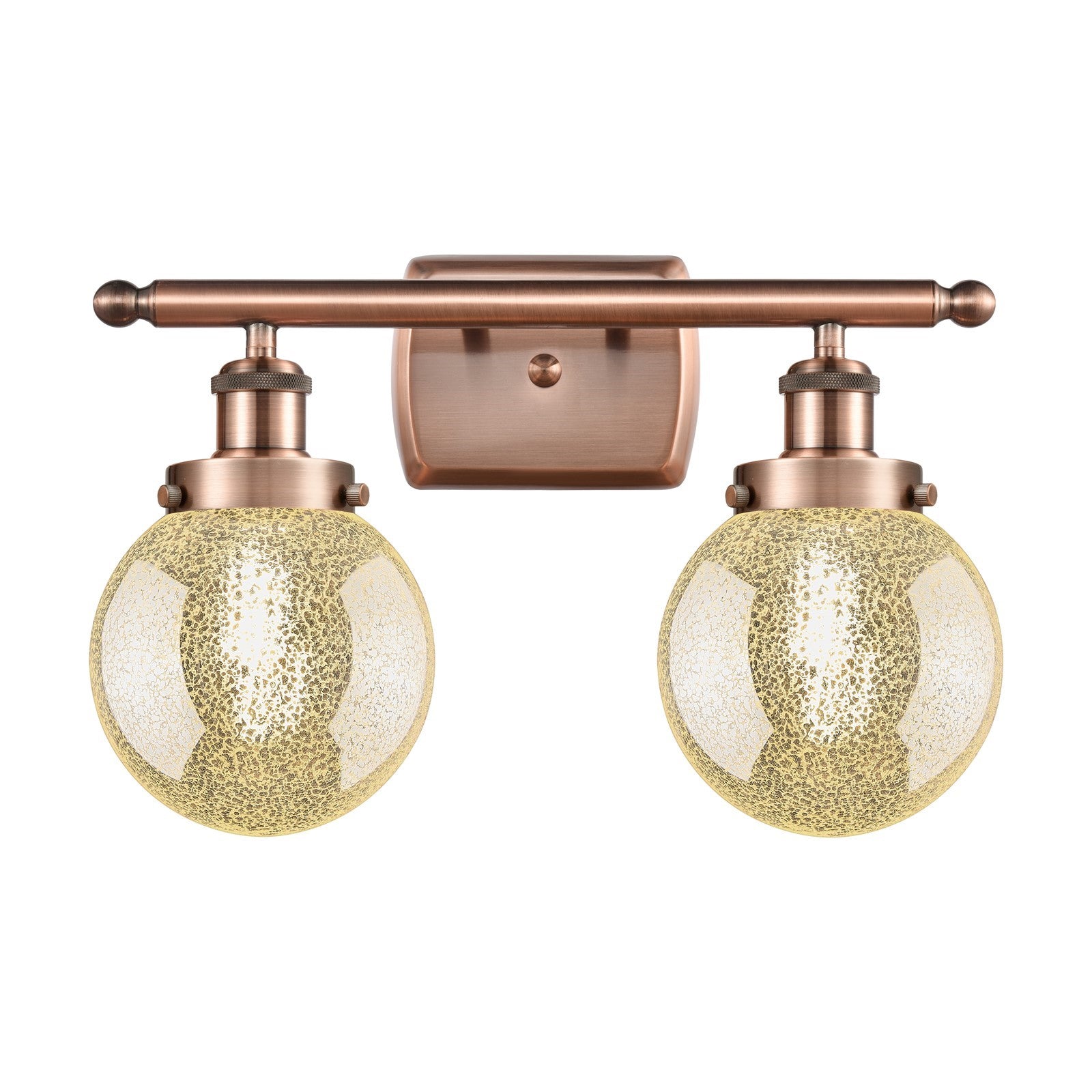 Innovations Beacon 16in 2-Light Bath Vanity Light | Modern Contempo Antique Copper Steel and Mercury Glass | Bathroom Vanity | Model 916-2W-AC-G208-6
